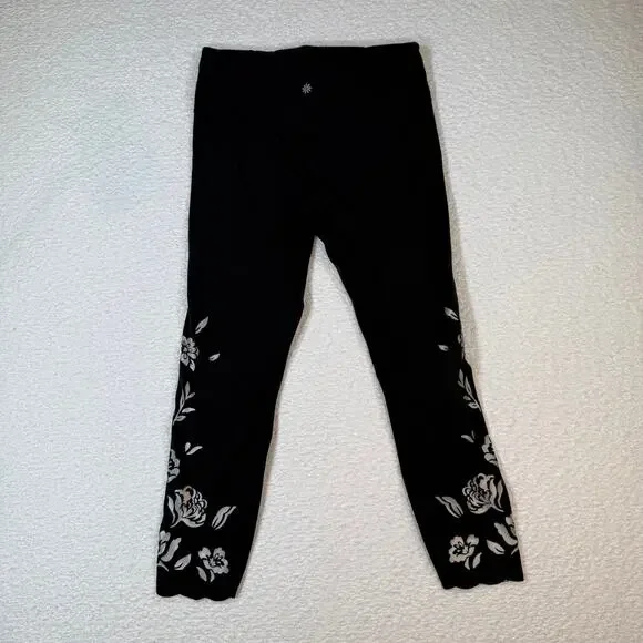 Athleta Elation Eyelet 7/8 Tight Leggings Black Floral Women's size medium - Picture 6 of 6